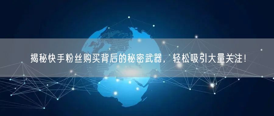 揭秘快手粉丝购买背后的秘密武器,轻松吸引大量关注!