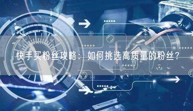 快手买粉丝攻略:如何挑选高质量的粉丝?