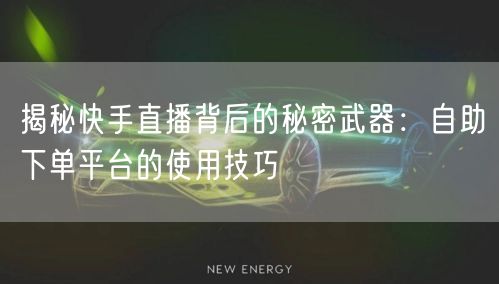 揭秘快手直播背后的秘密武器:自助下单平台的使用技巧