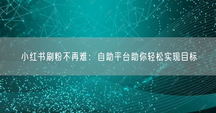 小红书刷粉不再难：自助平台助你轻松实现目标