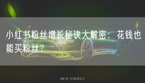 小红书粉丝增长秘诀大解密:花钱也能买粉丝?