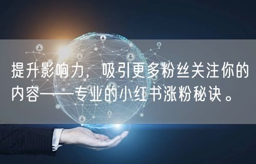 提升影响力,吸引更多粉丝关注你的内容——专业的小红书涨粉秘诀。
